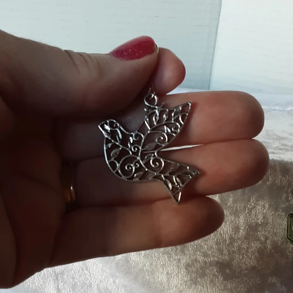 Hand Crafted Dove Earrings Silver Color